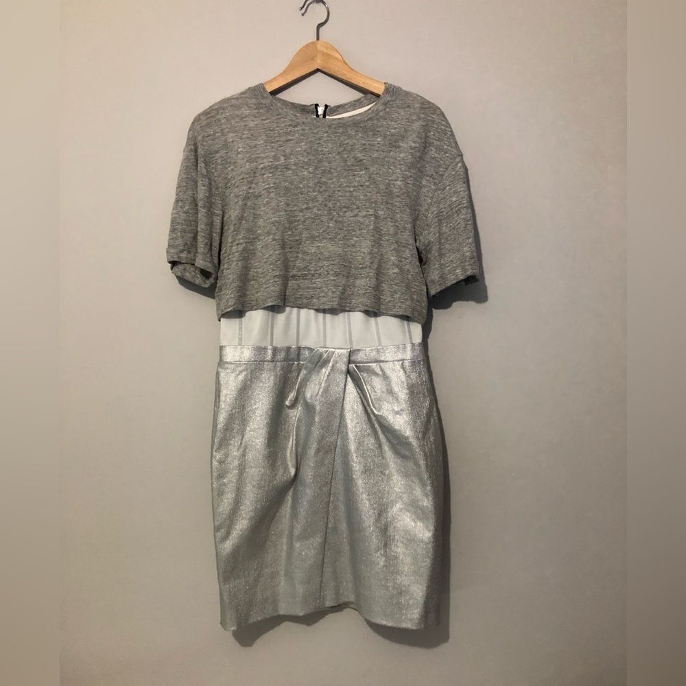 RtA Naomi Corset Waist Gray and Metallic Silver Women’s Medium Dress